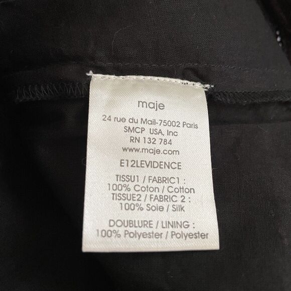 Maje Women's Black Cotton Silk Strapless Flirty Fit Flare Mini Dress sz 1 XXS 00 - Picture 13 of 15